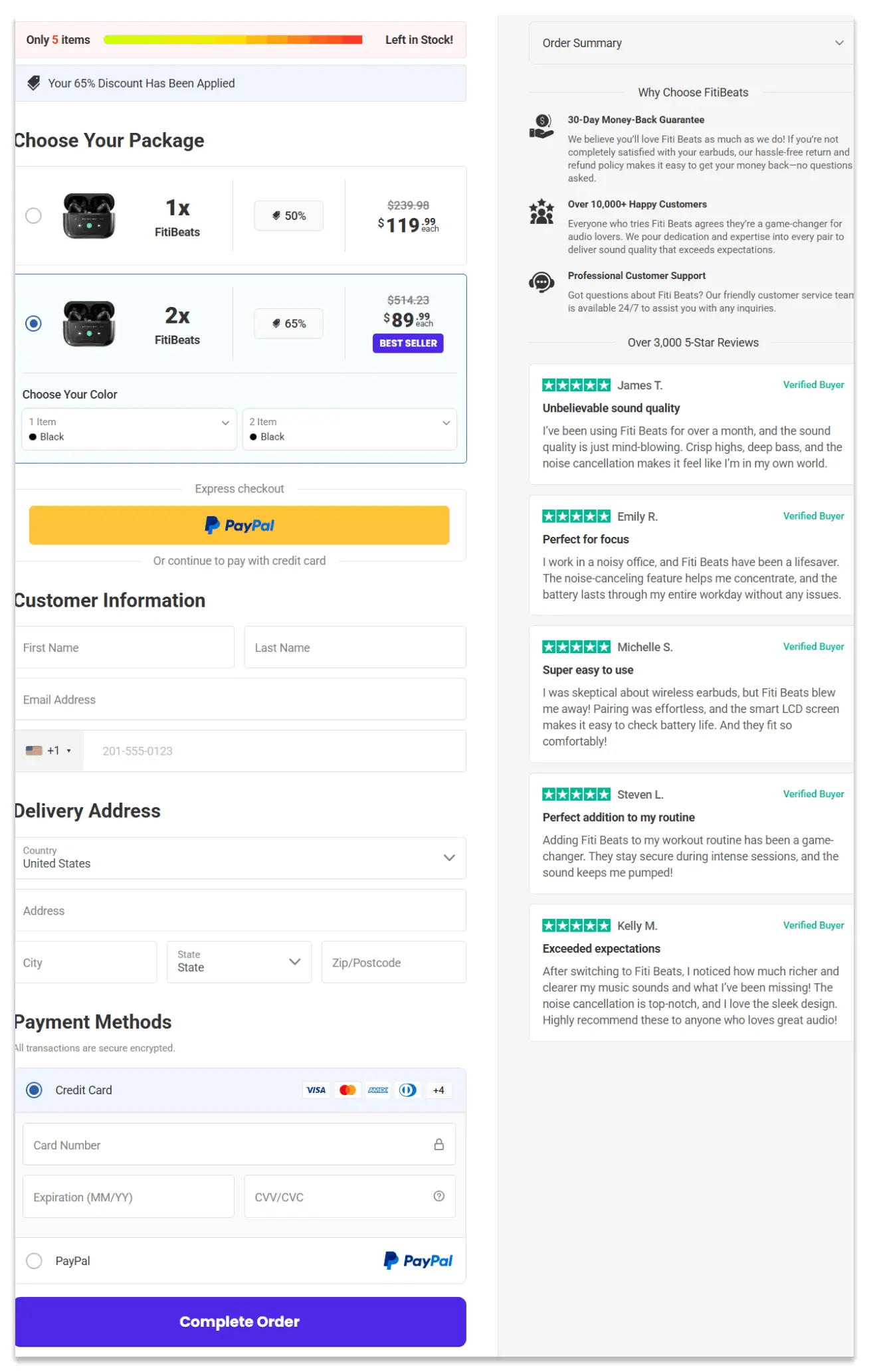 Fitibeats Secure Checkout Page
